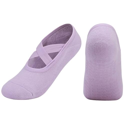 Image of Cotton Yoga Socks with NON-SLIP GRIPS for Women - Yoga Meditation Pilates Barre Accessories - One Size Fits Most