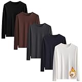 インナーシャツ メンズ 長袖 3枚セット 5枚組 防寒 肌着 裏起毛 厚手 長袖tシャツ 丸首