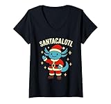 Photo Gallery donna santacalotl santa claus cute blue axolotl new year christmas maglietta con collo a v Photo Gallery donna santacalotl santa claus cute blue axolotl new year christmas maglietta con collo a v
