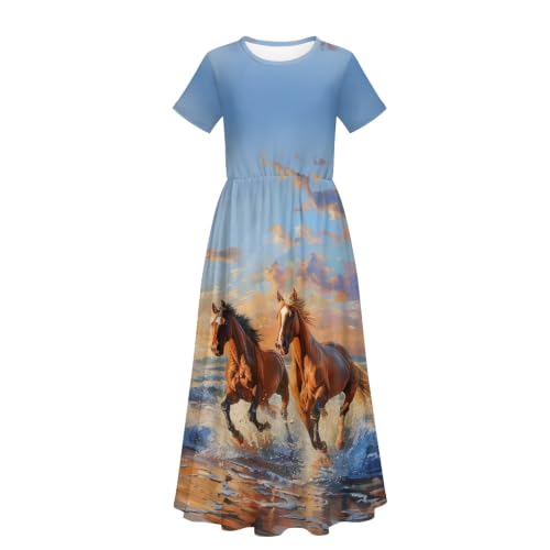 Vestido largo de caballo para niñas ropa infantil de fiesta con estampado divertido
