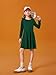 Haloumoning Girls Long Sleeve T-Shirt Dresses Kids Fall A-Line Twirly Skater Dresses 5-14 Years Dark Green