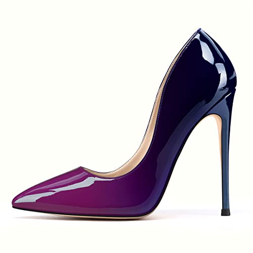 XINIUNIU High Heels for Women Pumps Gradient Patent Leather 4.7 inches/12CM Formal Sexy Fashion Stiletto Dress Wedding Shoes Pointed Toe3