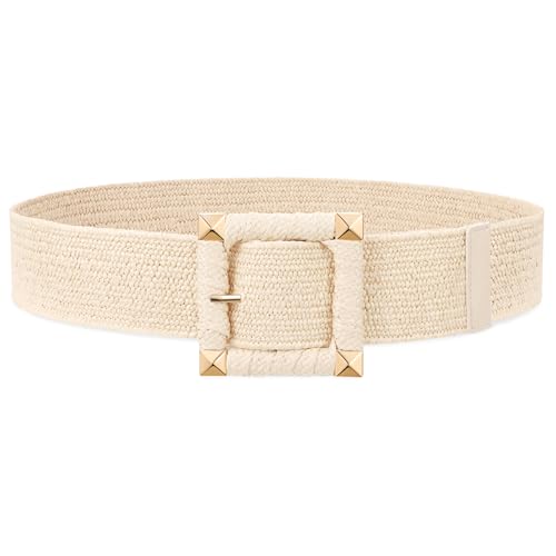 VONMELLI Straw Woven Elastic Belt Boho Braided Belts for Women Bohemian Belt for Summer Dress