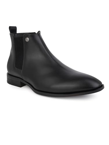 Image of ALBERTO TORRESI Men's Synthetic Slip-on Chelsea Boots - Stylish and Comfortable Footwear for Every Occasion (Black, 8)