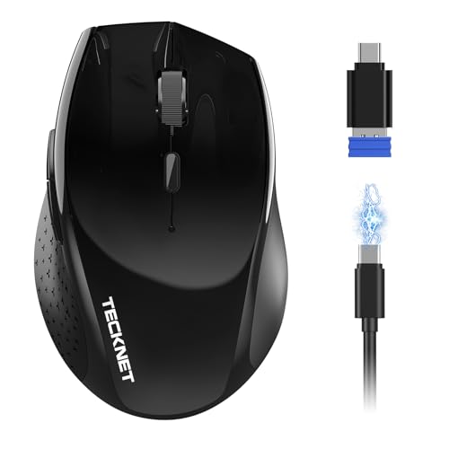 TECKNET Pro Wireless Bluetooth Mouse, 2.4G/ BT 5.0, Silent 6-DPI, Black - image 1