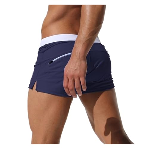 Mens Shorts Men's Swimwear Low Waist Surfing Trunk Swim Short Male Pocket(Color2,M)