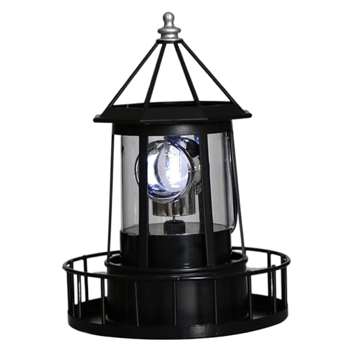 Lighthouse solaire avec balise en rotation, décoration de phare solaire de 8,3 pouces, lampe à 360 degrés de maisons légères, lampes de jardin solaires...