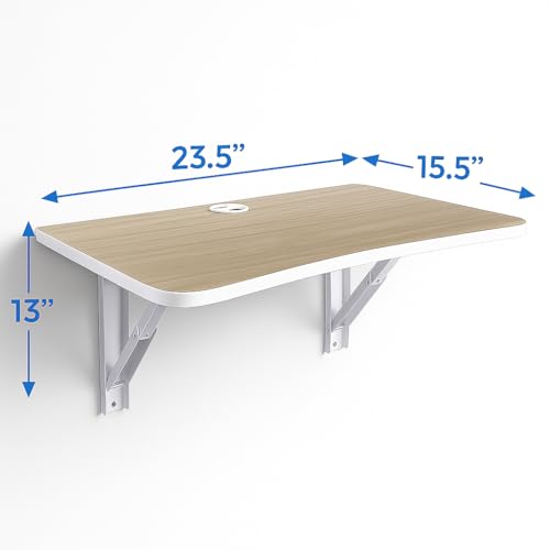 Image of Heartily 23.5 * 15.5 Inch Wall Mounted Folding Table | Compact Multipurpose Foldable Table with Strong Metal Bracket | 17 mm Thick | Study, Kitchen, Bedside, Utility Use (23.5 * 15.5 inches)