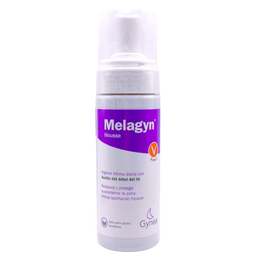 Gynea Melagyn Mousse Higiene Íntima 150ml - Espuma Limpiadora con Aceite de Árbol de Té - Calma el Picor, Irritación y Protege la Flora - PH 8.5 Antihongos - Uso Diario