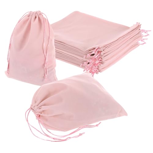 uxcell 25 Pcs Velvet Drawstring Bag, 8 x 10 Inch Jewelry Velvet Pouches Gift Bags for Wedding Party Favor Candy Jewelry Packaging Organizing Storage, Pink