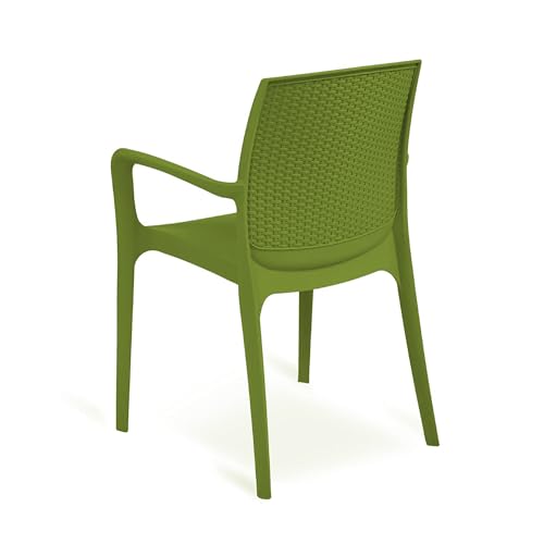 Image of Supreme Texas Heavy Duty Armrest Plastic Chair for Home, Garden, Office, Indoor /Outdoor Use|Color: Mehandi Green; Set of 2 Chairs