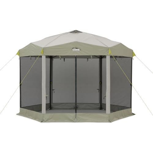 CORE 11.5’x10’ Instant Screen House | Folding and Portable Large Pop Up Tent Gazebo Canopy Shelter with Included Carry Bag | Perfect for Family Camping, Outdoor, Picnic, Backyards, and Tailgate