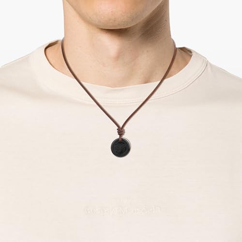 COAI Genuine Leather Necklace for Men Women, Black Obsidian Protection Eye of Ra Necklace2