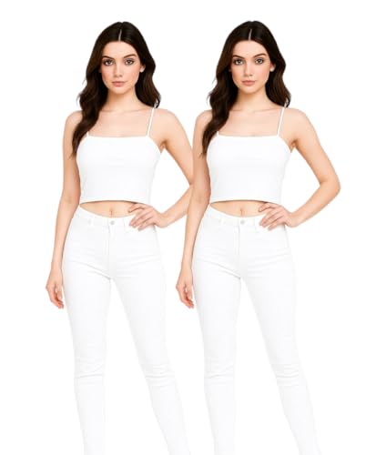 Image of Women's Seamless Long Crop Top Combo | Lightly Padded Smooth Stretchable Camisole Bra for Daily Comfort & Support | Pack of 2