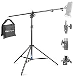 Heorryn 2-in-1 Aluminum Light Stand 400cm/13ft, Adjustable Photography Air Cushioned Tripod Stand with Boom Arm & 1/4" Screw for Softbox, Umbrella, Ring Light, Studio Monolight, Max Load 5kg