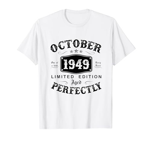 Vintage Regalo 75 Años Cumpleaños Hombre Octubre 1949 Camiseta