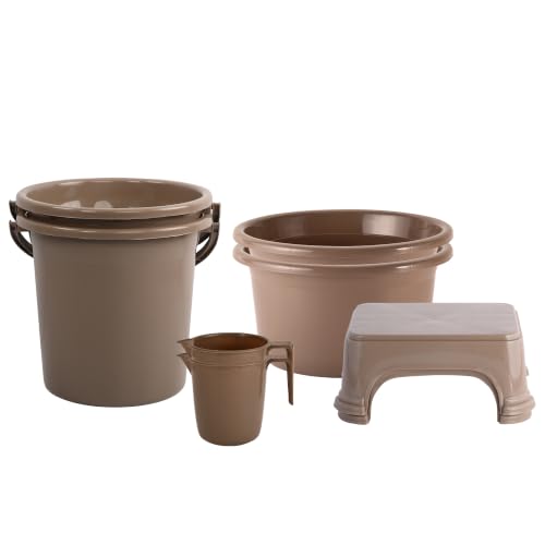 Image of Kuber Industries Bath Tub | Versatile Utility Gaint Tub | Plastic Bath Tub for Baby | Baby Bathing Tub | Clothes Washing Tub For Bathroom | Feeding Pan Tub | TUB-25 LTR | Brown