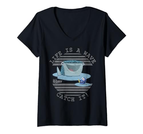 Disney Pixar Finding Dory & Destiny Life Is A Wave Catch It V-Neck T-Shirt