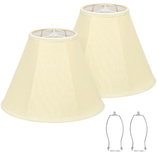 Bell Lamp Shades Set of 2, Cream Fabric Lampshades Medium