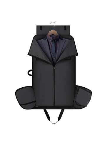 Image of Bayne Foldable Travel Duffle Bag for Men & Women - Convertible Carry On Luggage, Large Garment Organizer for Flights - 2 in 1 Hanging Suitcase Suit Travel Bag (Grey)