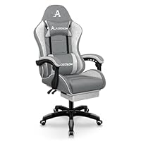ALFORDSON Chaise Gaming Chaise de Bureau de Massage avec Lombaire Matériau du Tissu Gris - Maison