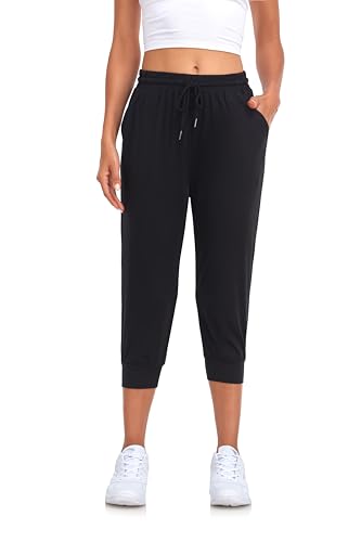 ZENEX 4-Pack Women Lightweight Capri Joggers & Drawstring Sweatpants with Pockets for Yoga Running Workout.3