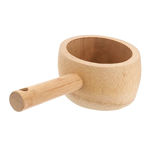 Bamboo Water Ladle with Handle, Large Capacity Wooden Scoop for Kitchen, Bath, Sauna, Serving Tea, Wine, Soup, 9.44X5.11X3.38In
