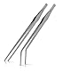 Aquarium Pinzette Lange, 2 Stücke 38cm Edelstahl Gerade Pinzette und Gebogene Spitze Pinzette für Wasserpflanze Zange Pflanzenpinzette Gartenarbeiten Silber