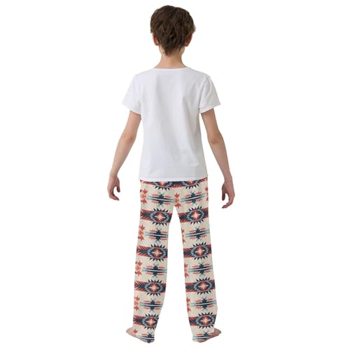 Bohemia Geometry Retro Long Pajama Pants Elastic Waist PJ Bottoms with Pockets S A1114654