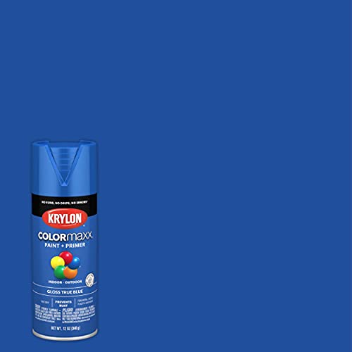 Image of Krylon K05543007 COLORmaxx Spray Paint and Primer for Indoor /Outdoor Use, Gloss True Blue 12 Ounce (Pack of 2)