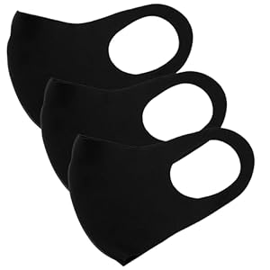 SHINPUR 冷感マスク 洗える 夏用 接触冷感 カラー スポーツ 大人用 立体 快適 (ブラック, Lサイズ3枚組)