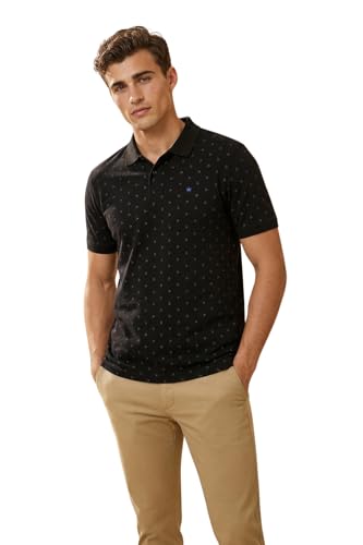 Image of Louis Philippe Men's Regular Fit Light Weight & Breathable Classic Sophisticated Texture Print Half Sleeve Polo Tshirt