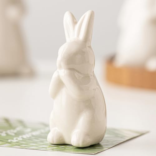 Figura Decorativa Conejo de Cerámica Blanca