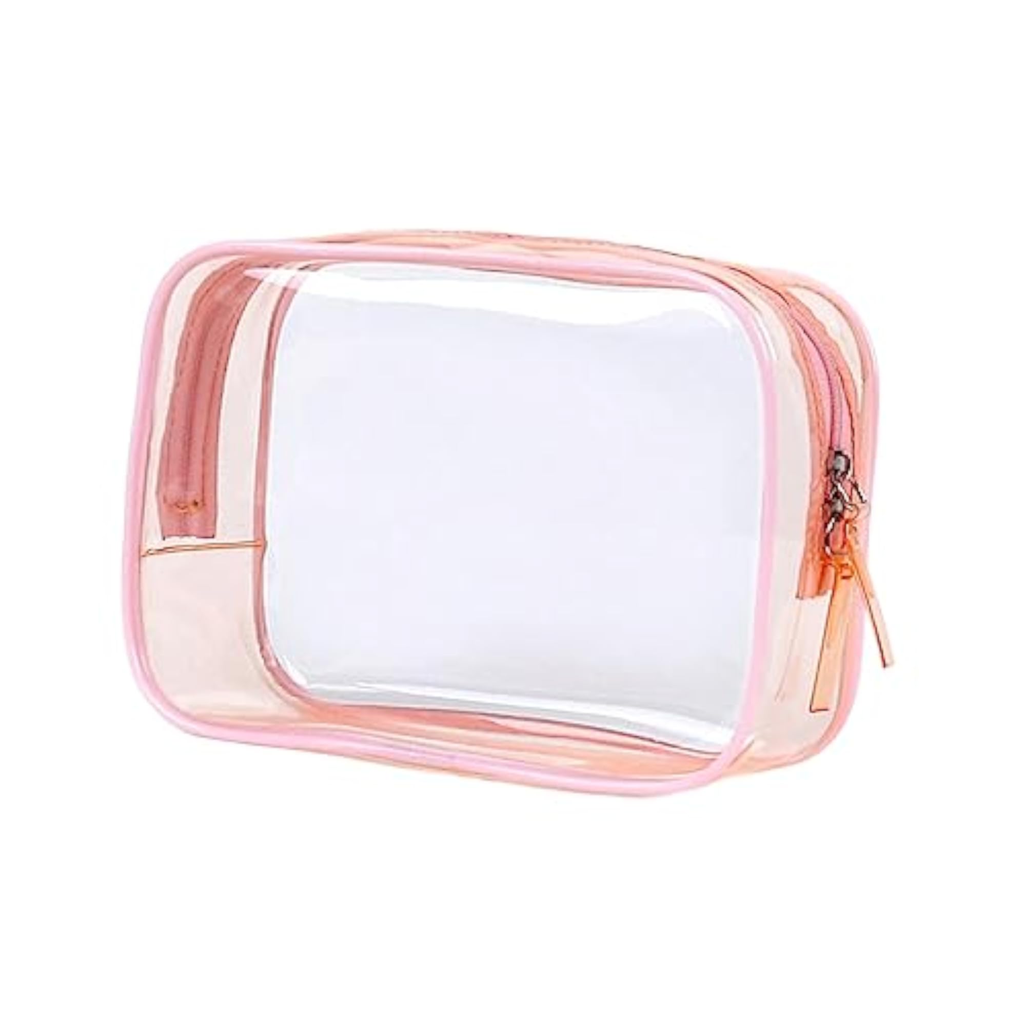 Clear Makeup Bag Travel Cosmetic Bag for Women, Pink
