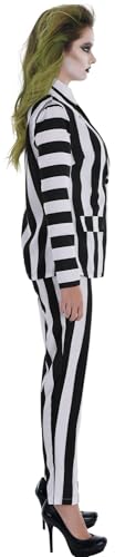 Party City Fantasia feminina Beetlejuice - a fantasia inclui jaqueta, mangas, suspensórios, calças e