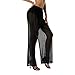 Kiluex Women Sexy See-Through Mesh Long Pants Swimsuit Bikini Bottoms Cover Up Summer Wide Leg Loose Beach Trousers (A-a-Black, M)