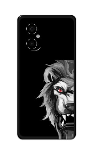 Image of PRINTFIDAA Printed Hard Back Cover Case for Mi Poco M4 5G | Mi Poco M5 4G Back Cover (Angry Lion) -112