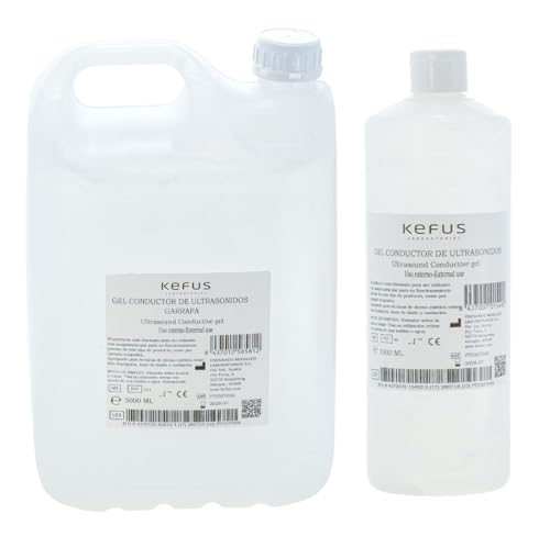 KFS Gel Conductor Ultrasonidos 5L + 1L | Uso Sanitario y Estético para Ecografía, IPL, Radiofrecuencia y Cavitación | Alta Conductividad | Botella Profesional con Tapón Dosificador