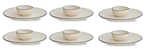 Phezent Ceramic Dinner Set of 12 Pieces for Dinner with Katoris (12 Pieces, 6 Bowl & 6 Plates, Dishwasher & Microwave Safe) -Dinner Sets Ceramic Bowls Set Dinnerware Sets-Off White