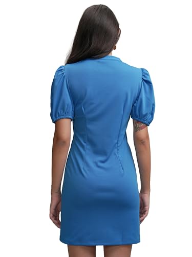 Image of Tokyo Talkies Womens Chic Short Puff Sleeve Bodycon Dress | Figure-Hugging Silhouette for Effortless Elegance | Dress for Women | Women Dress | Stylish Women Dress
