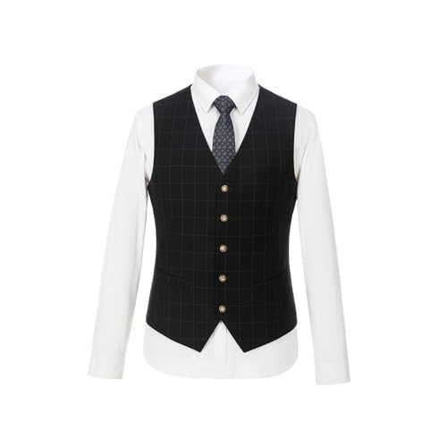 Men's 3 Piece Suits Slim Fit Plaid Double Breasted Blazer Vest Pants Set Wedding Party Tuxedo3