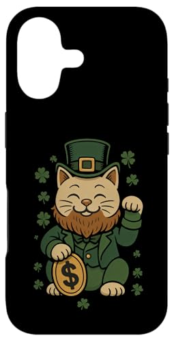 St Patrick's Day Cat Statue Lucky Clover Charm Adult Kids �X�}�z�P�[�X iPhone 17 �p