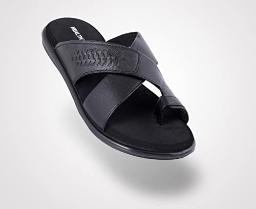 Image of HEALTH FIT Men's PU Black Diabetic & orthopedic Footwear HF5014 BK 7