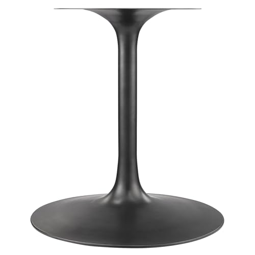 Image of Modway Lippa 48 Inch Round Wood Dining Table with Metal Pedestal in Black Walnut - Modern Industrial Dining Table for 4 People - Solid Wood Tulip Kitchen Table