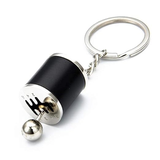 Image of 6-Speed Shifter Gear Keychain, Mini Car Gear Shift Stick Knob Keyring, Manual Transmission Gearbox Fob, Creative Metal Auto Part Keychain for Car Lovers, Black