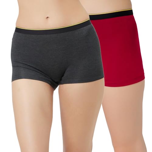 Image of Bummer Women's Solid Micro Modal Boyshorts Panties | Soft & Breathable Underwear | Combo Pack of 2