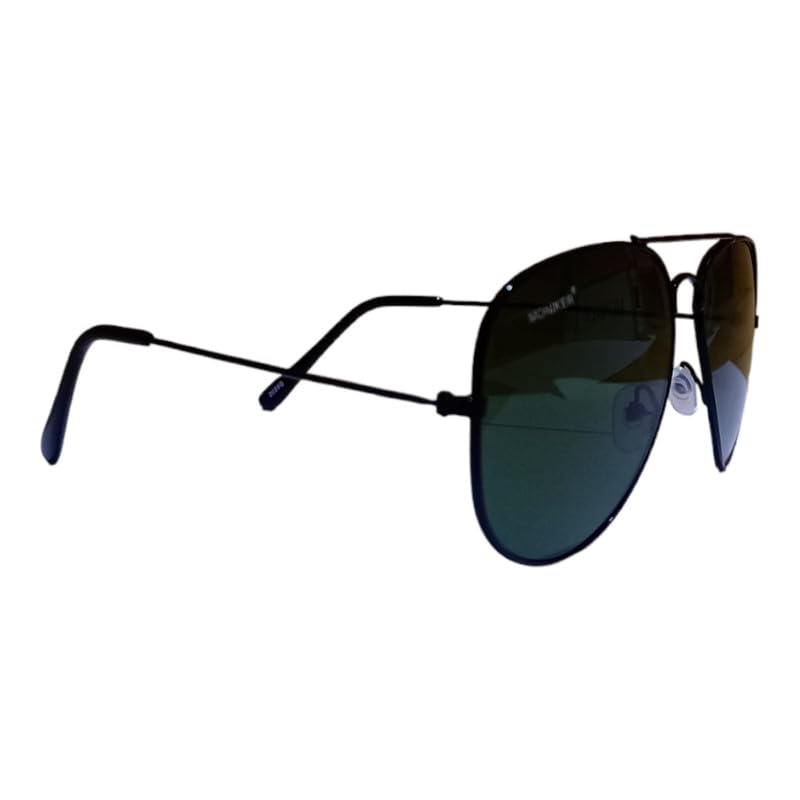 Image of MONIKER Premium Unisex Aviator Sunglass Metal Frame and Green Lens, Free size, with UV400 Protection