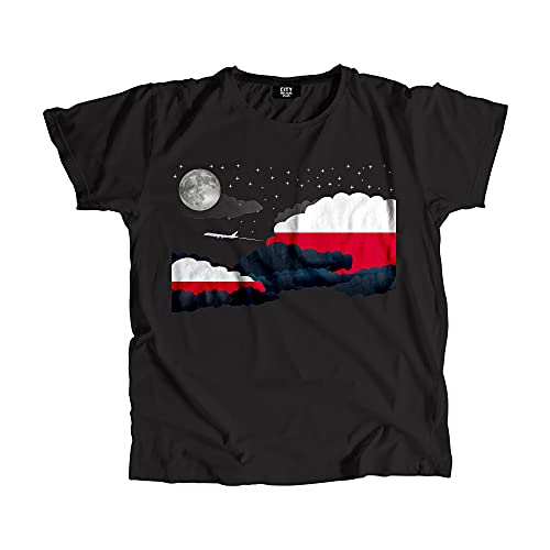 T-shirt Pologne Night Clouds pour homme et femme en coton noir