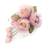 [ミッシュ キッシュ]コサージュ ブローチ フォーマル 3輪バラのグリーンリーフコサージュ 花 ヘアアクセサリー 髪飾り 09413(ブレンドピンク)