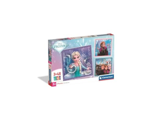 Clementoni - Puzzle infantil 3 x 48 peças Square Frozen, puzzle infantil Frozen Walt Disney, 25021